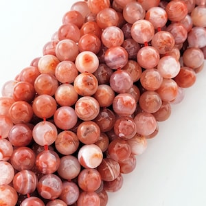 Nanhong Agate Beads South Red Agate Genuine Gemstone Natural Smooth Round Beads 6mm 8mm 10mm