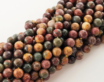 Red Creek Jasper Beads: Natural Smooth Gemstone for Mala Designers (4mm 6mm 8mm 10mm)