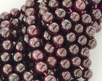 Garnet Beads Rare Genuine Gemstone Natural Smooth Round Beads 6mm 8mm 10mm semi-precious red gemstones