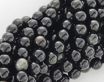Rainbow Obsidian Gemstone Beads, Natural Smooth Round Stone (4mm 6mm 8mm 10mm)