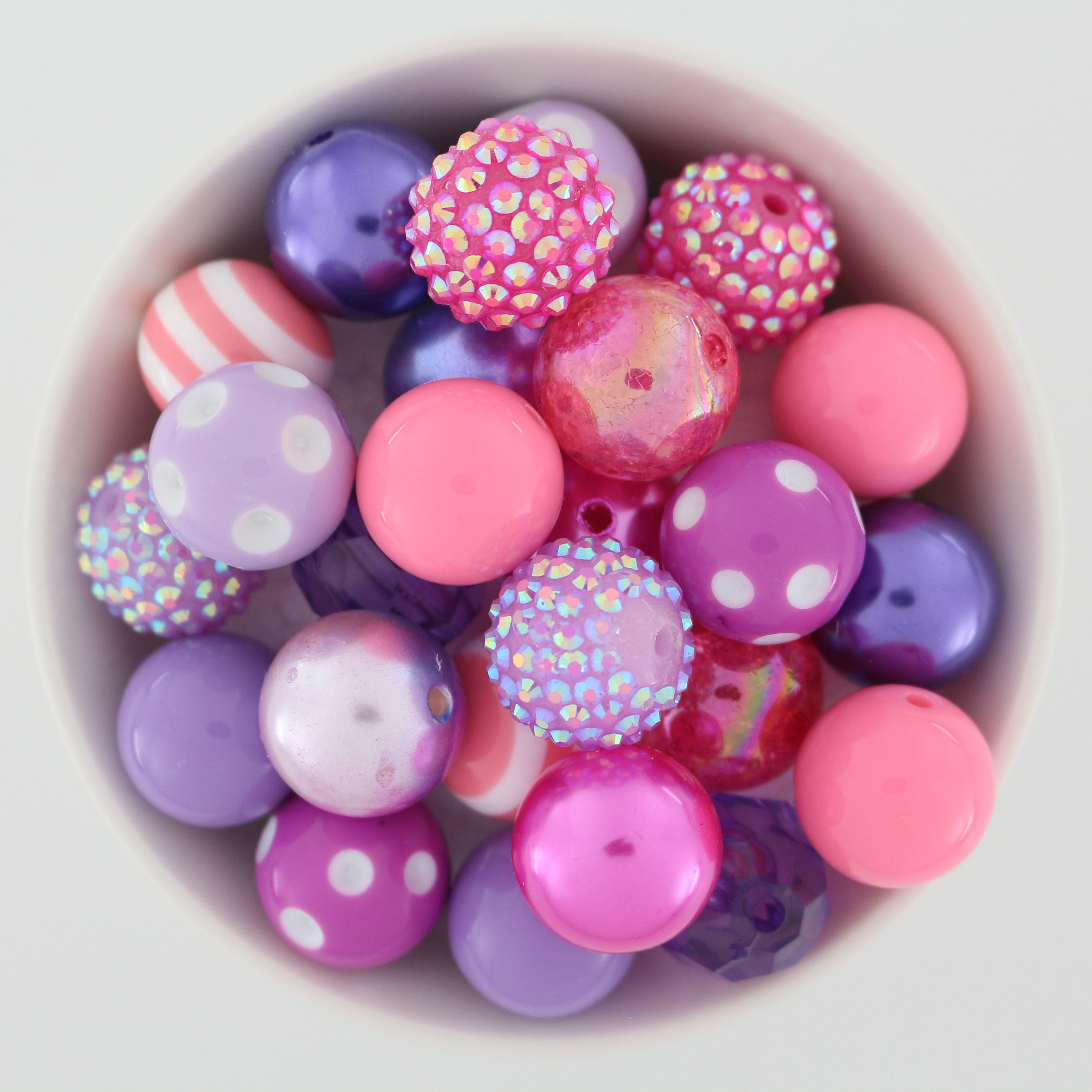 Bubblegum Beads, Mixes, DIY, 20mm beads, Pinks and purples, for beadable pens & crafts, acrylic beads, chunky beads, bulk variety assorted