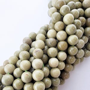 Avocado Jasper Beads, Natural Smooth Round Gemstone (6mm 8mm 10mm) Matcha Jasper