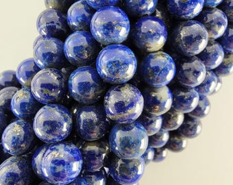 Lapis Lazuli Beads: Natural Smooth Round Gemstone (4mm 6mm 8mm 10mm)