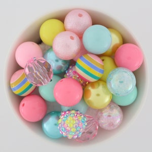 Mélange de perles de chewing-gum pastel : grosses perles acryliques printanières de 20 mm