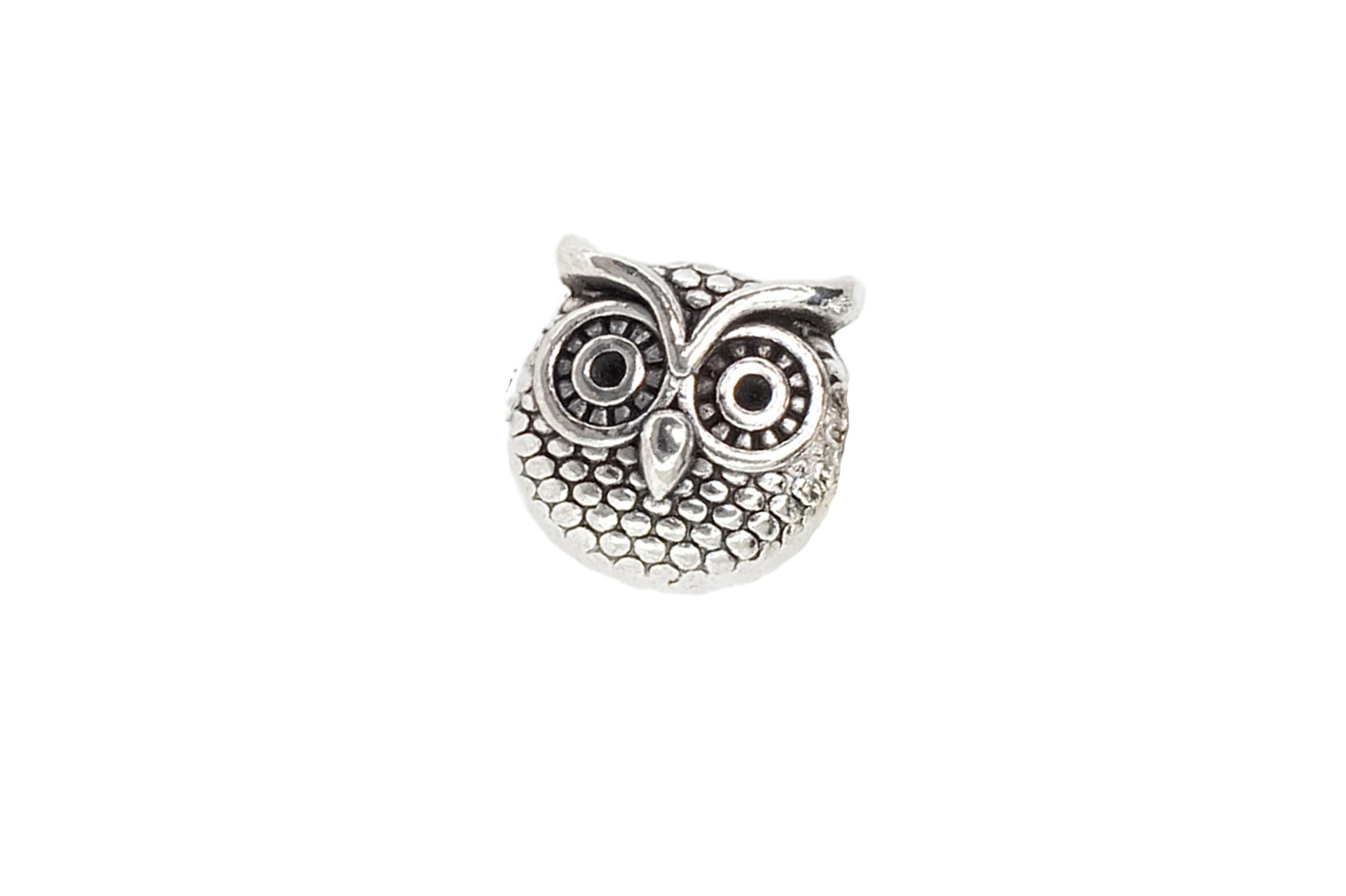 Silver Owl Spacer Beads 8x11mm | Plated Zinc Alloy Animal Beads | Pack of 10