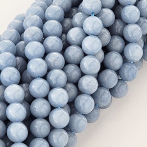 Angelite Beads Genuine Gemstone Crystals Natural Smooth Round Beads 4mm 6mm 8mm 10mm anhydrite