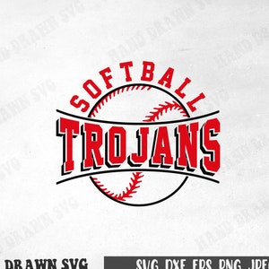 Softball Svg, Softball Png, Trojan Svg, Softball Shirt Svg, Cricut file, Silhouette Dxf, Sublimation Png, Eps, Jpeg, Instant Download.