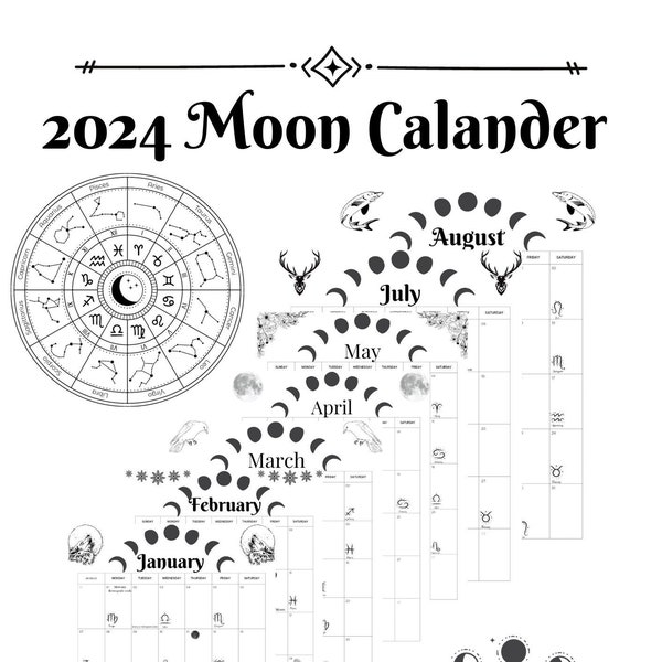 2024 Moon Calander. Moon Signs & Transits.