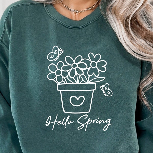 Hello Spring SVG PNG, Line Flower Svg Png, cricut cut file, Spirit svg Png, Flower Svg Png, Mama GIFTS Svg Png, Flower mama svg png