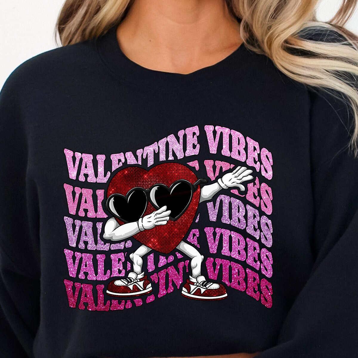 Heart Face Sequins Glitter Png, Valentines Day Sublimation Png ...