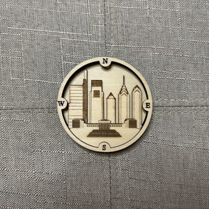 Philadelphia Skyline - ThereScape - 3D gelaagde houten magneet