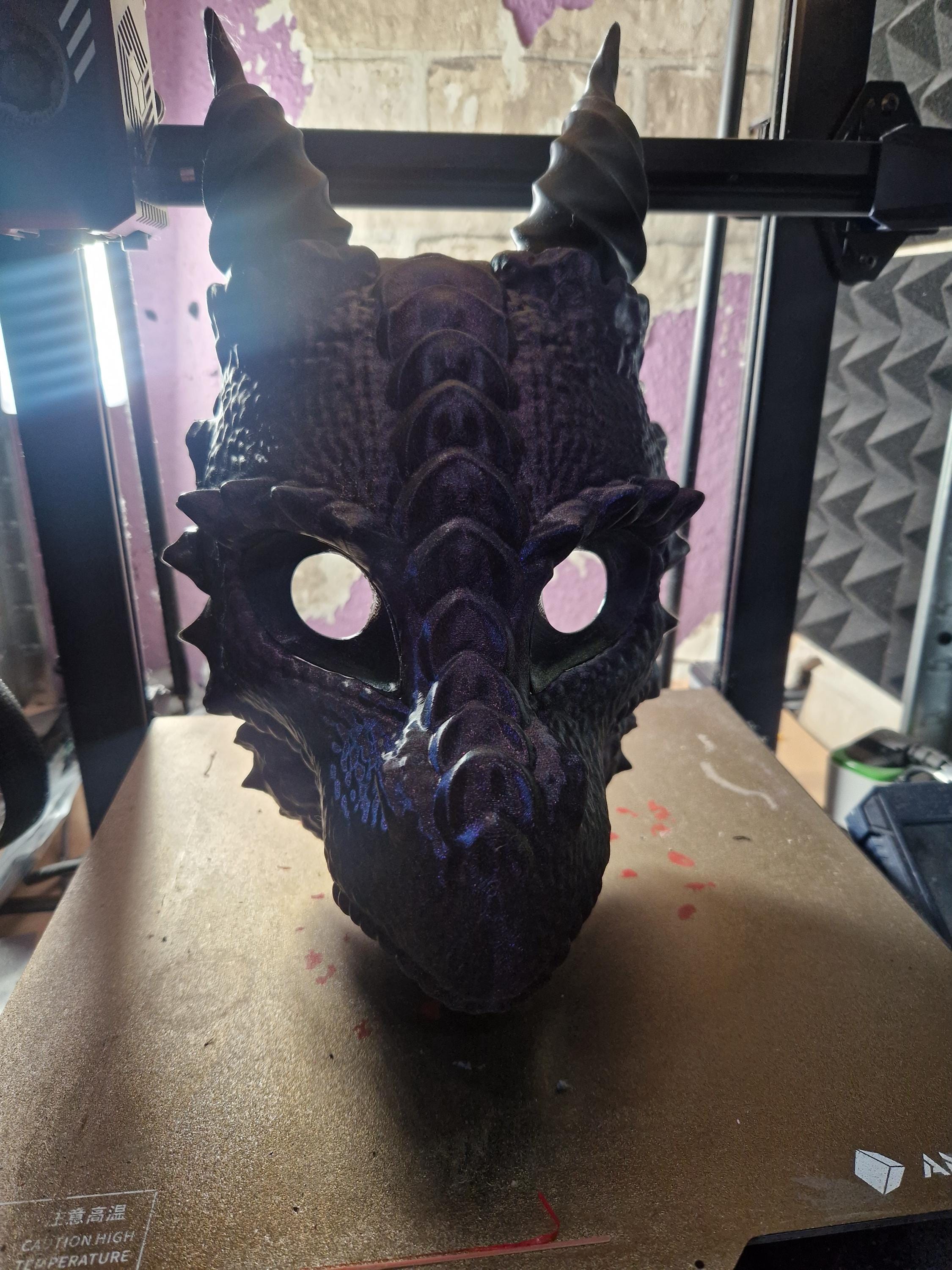 Dragon Mask with Movable Mouth | Dragon Costume | Mask with Horns | Fantasy Mask | Cosplay Accessory | Halloween mask
