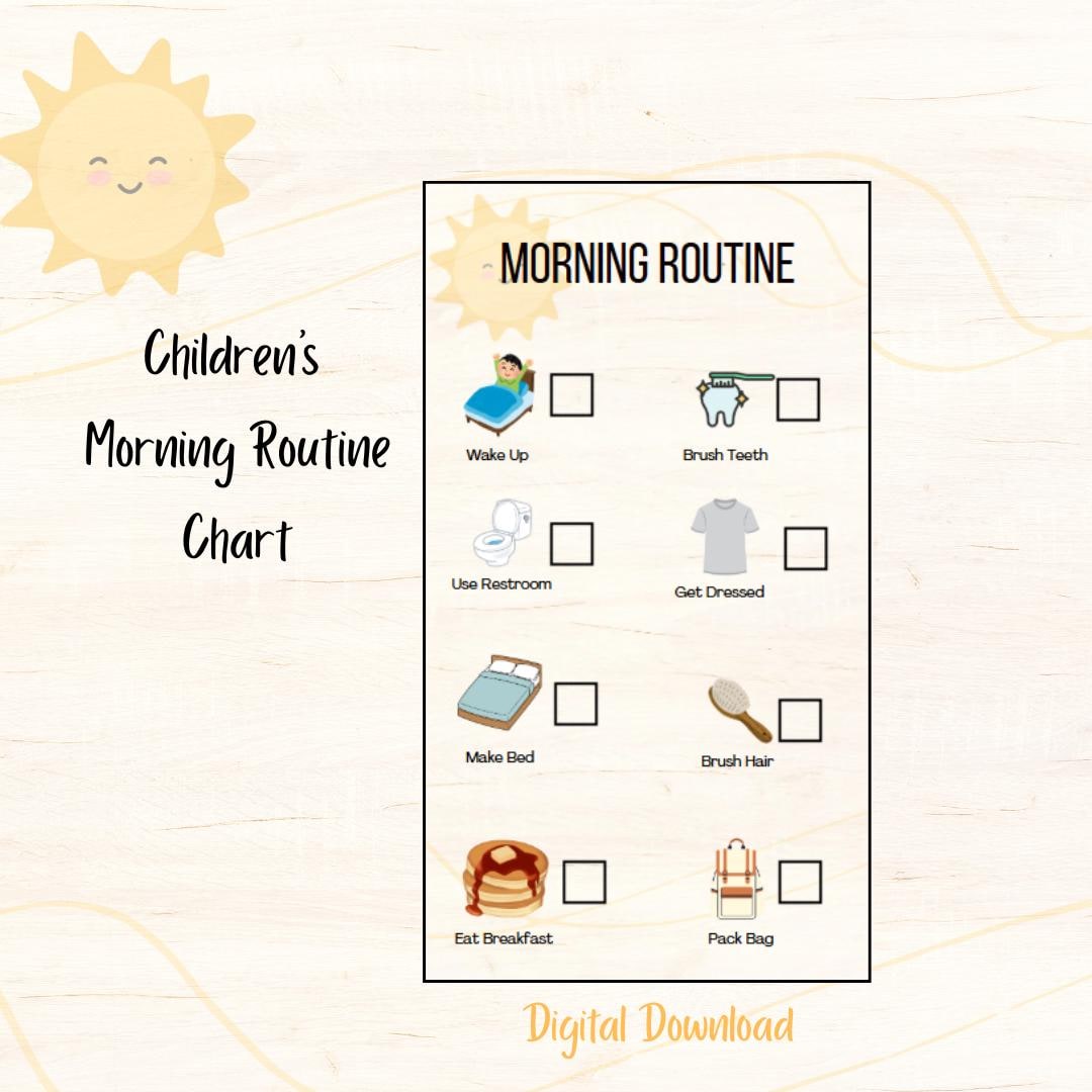 Children's Morning Routine Chart, Morning Routine Printable, Visual ...