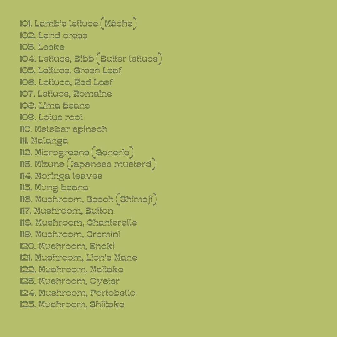 Vegetable visual data 3