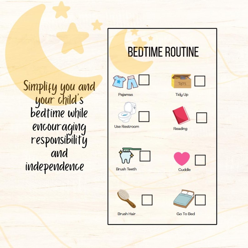 Pyjamas Routine Children's Bedtime Routine Chart, Printable Bedtime Routine, Visual ...