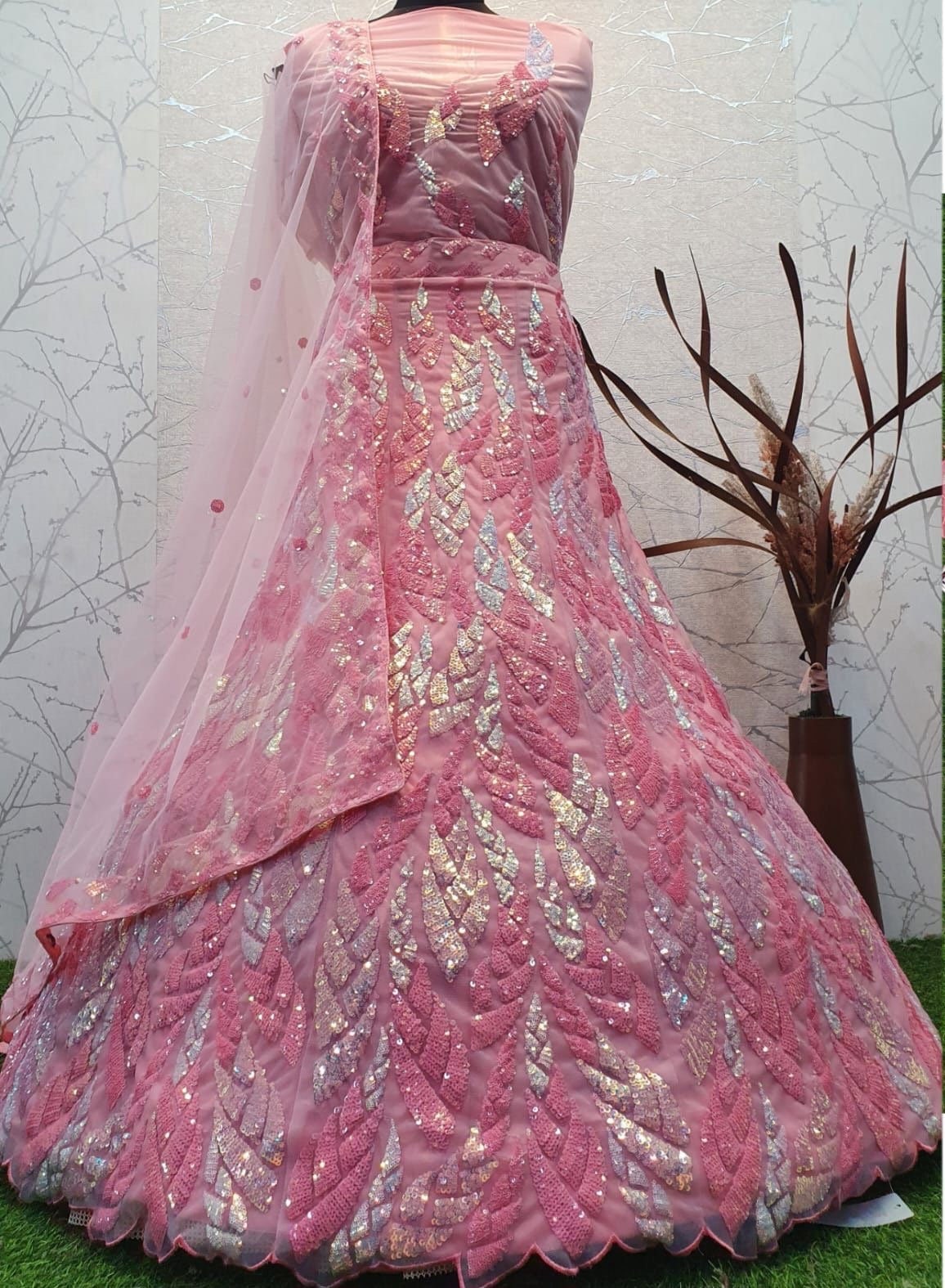 Red Silk Embroidered Bridal Wear Lehenga LLCV113638