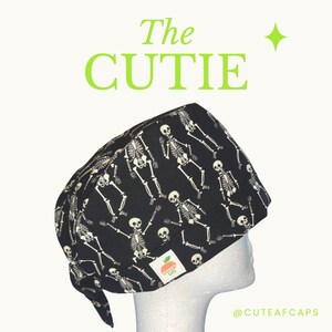 Women’s Scrub Cap/Surgical Cap Pixie Style Tie Back - Bone-Afide Baddie - CuteAfCaps