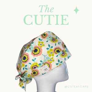 Scrub Cap/Surgical Cap Pixie Style Tie Back - Wildflower Whimsy - CuteAfCaps