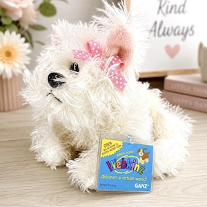 Webkinz White Terrier HM106 Plush Ganz Sealed Code Tag Dog Virtual Pet Y2K NOS