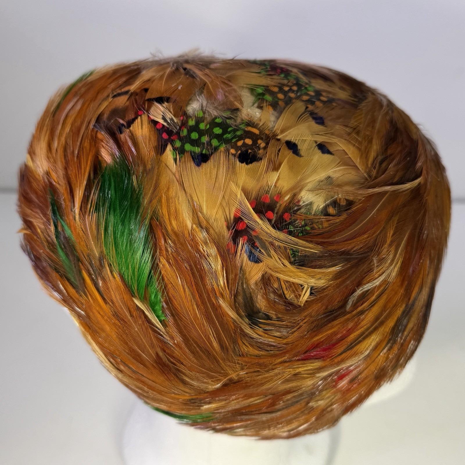 VTG Gene Doris New York Fheasant Feather Tilt Hat Union Made USA MCM Cocktail Gene Doris Hat - Etsy main image 2