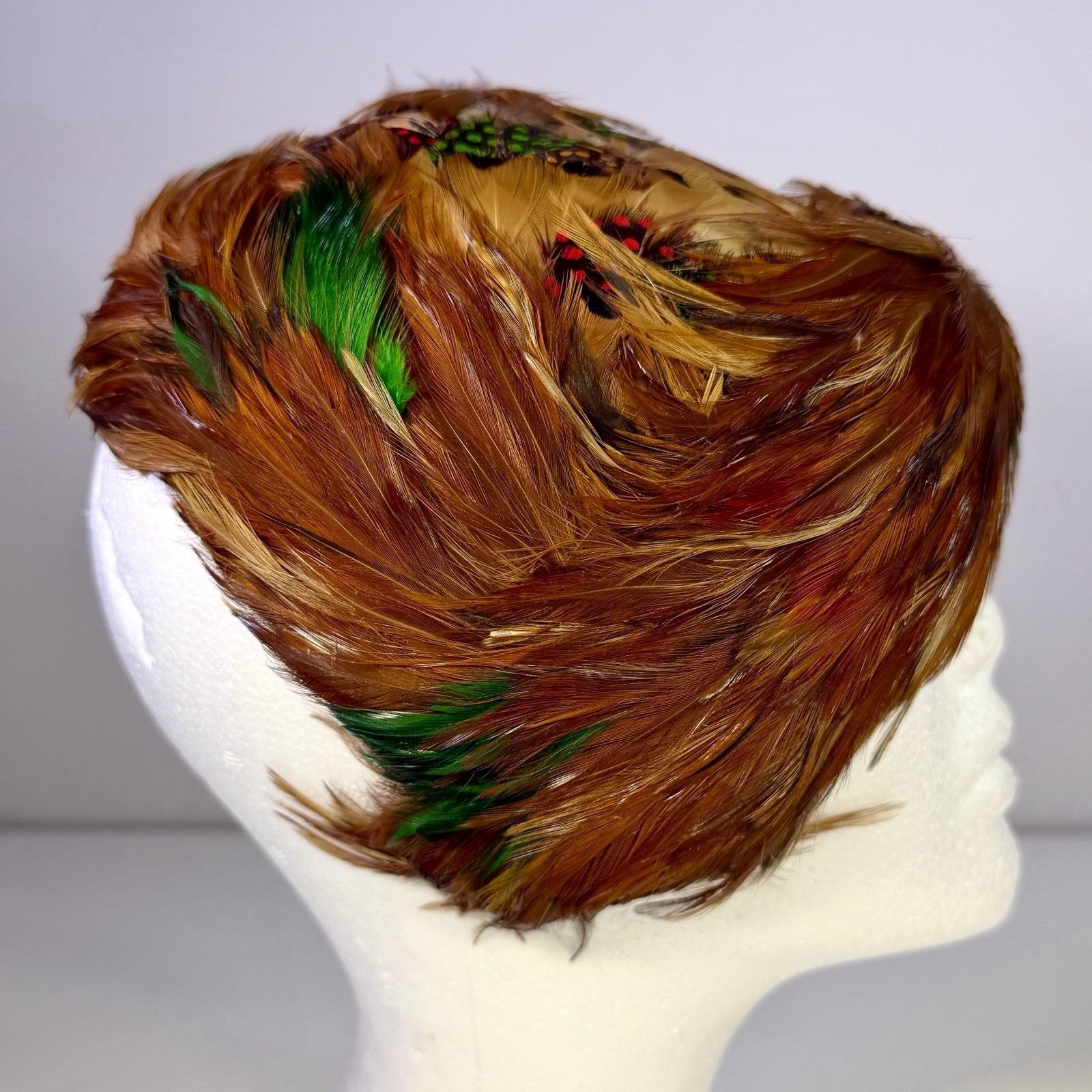 VTG Gene Doris New York Fheasant Feder Tilt Hat Union Made  display picture 2