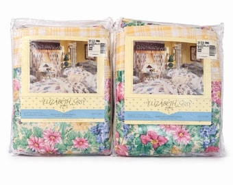VTG 1992 Elizabeth Gray Abigail Blouson Valance Set of 2 Floral Cottagecore NOS