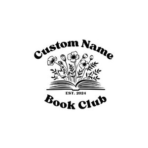 Logotipo personalizado do clube do livro - Livro de flores - Modelo Canva