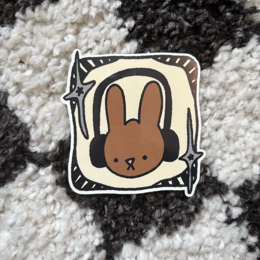 Punk Goth Bunny Headphones Sticker - Etsy