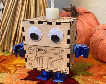 Boxie Bot! STEM based educational kit. Prepare/build this cute movable toy for greater dexterity, learning & problem-solving. Ages 5-13