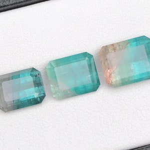 Lote de piedras facetadas de turmalina bicolor azul natural de 13 quilates originarias de Afganistán.