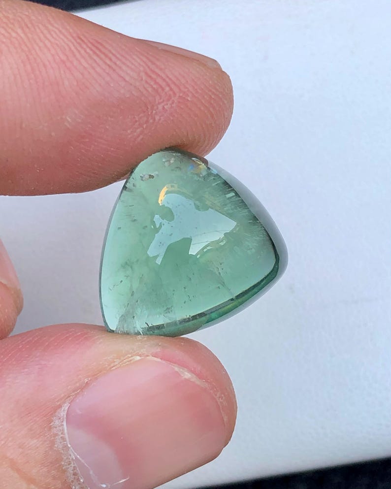 20 Carats Natural Bluish Green Tourmaline Cabochon Stone Originated ...