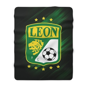 Club Leon Guanajuato Futbol Deportivo Sherpa Blanket/Cobija Futbol Liga MX, Christmas Gift, Regalo para Navidad