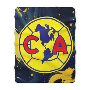 Club America Futbol Deportivo Sherpa Fleece Blanket/ Cobija Mexicana Liga MX | Christmas Gift, Regalo para Navidad, Lightweight Blanket