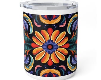 Lindo, Cantaritos, Arte Popular Mexicano, Barro, Jarrito, Talavera, Floral, Botánico Aislado Café Té Taza De Viaje Vaso, Taza De Café 10oz