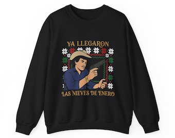Chalino Sanchez Ya llegaron las Nieves de Enero Sweatshirt Sweater, Ugly Christmas Long Sleeve, Regalo para Navidad, Sueter Navideño