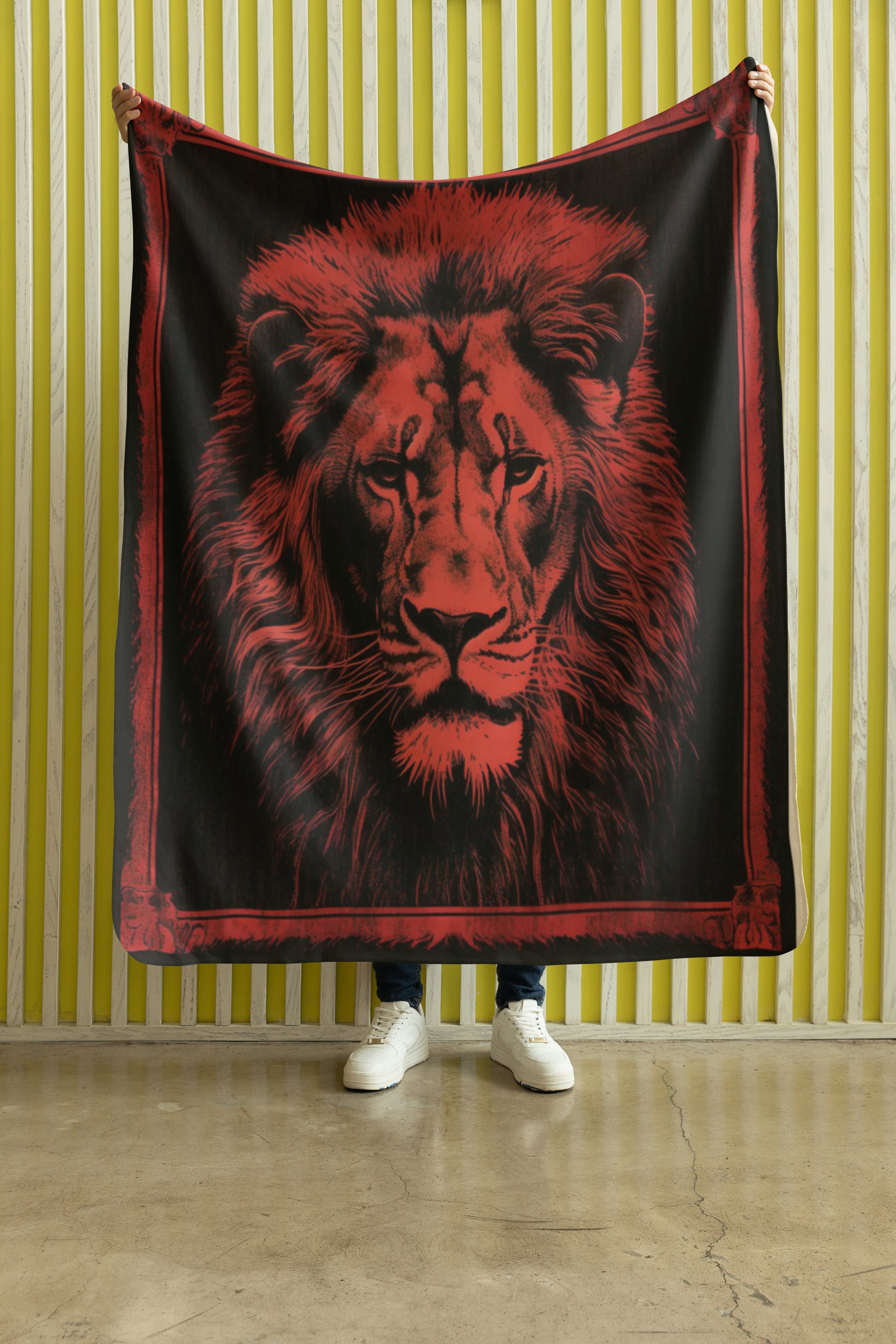 San Marcos Style Blanket cobija. 60 X 80 INCHES Vintage Mexican Lion Print Lightweight Blanket Etsy