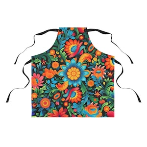 Traditional Florist Mexican Style Cute Decorative Floral Print Cooking Kitchen Apron/ Mandiles Mexicanos para Mujeres/ Christmas Apron