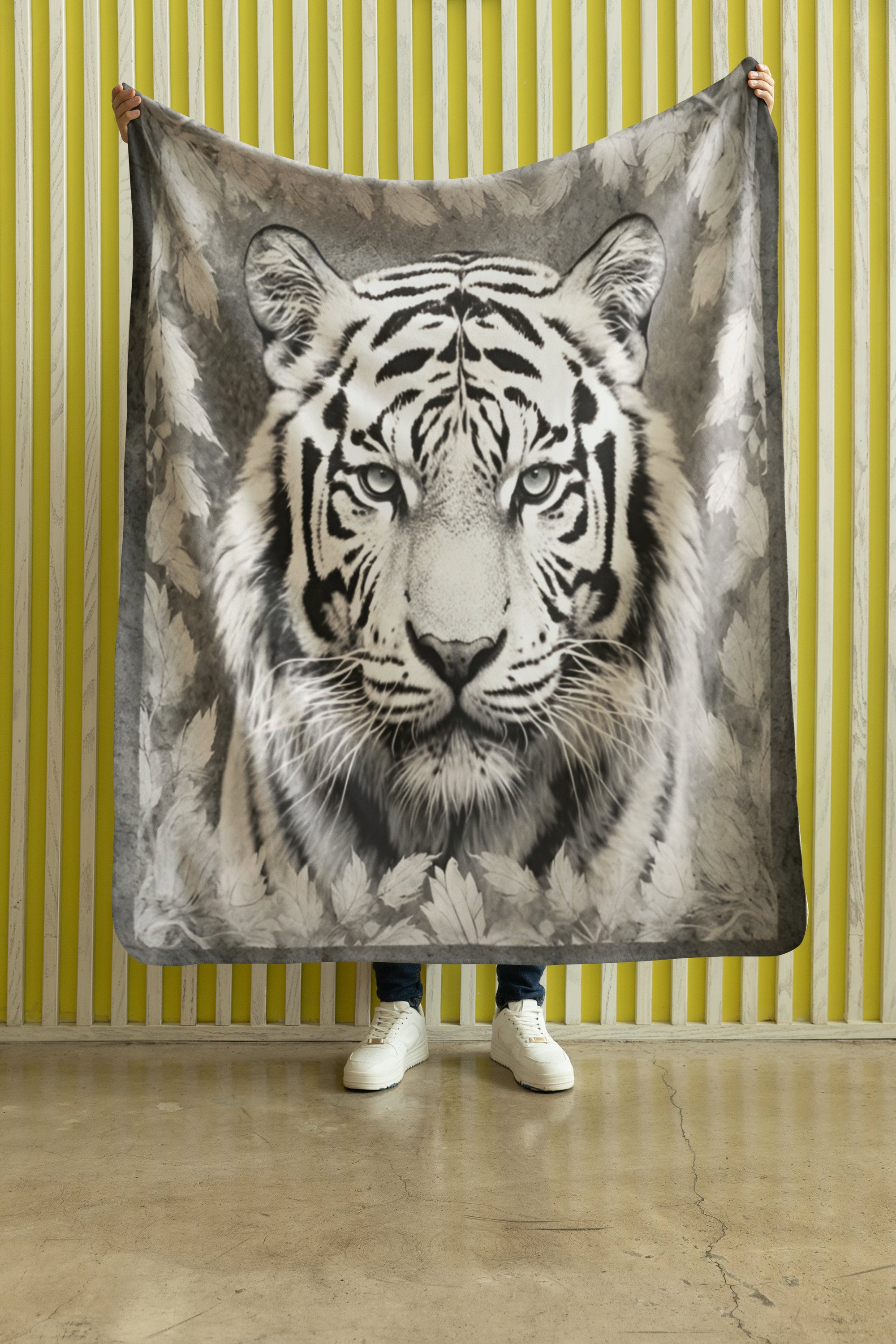 San Marcos Style Blanket cobija. 60 X 80 INCHES Vintage Mexican White Tiger Print Animal Wildlife Blanket Lightweight Blanket Etsy