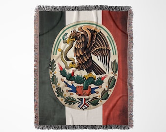 Woven Mexican Flag Blanket/ Cobija De Bandera Mexicana/ Estados Unidos Mexicanos/ Mexican Style