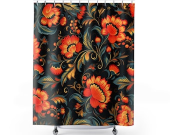Beautiful Mexican Folk Art Unique Shower Curtains/ Cortinas Mexicanas de Baño / Otomi Flowers/ Cultura Latina / Talavera