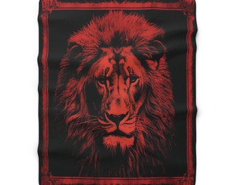 Couverture style San Marcos/Cobija. 60 x 80 pouces/ impression vintage lion mexicain