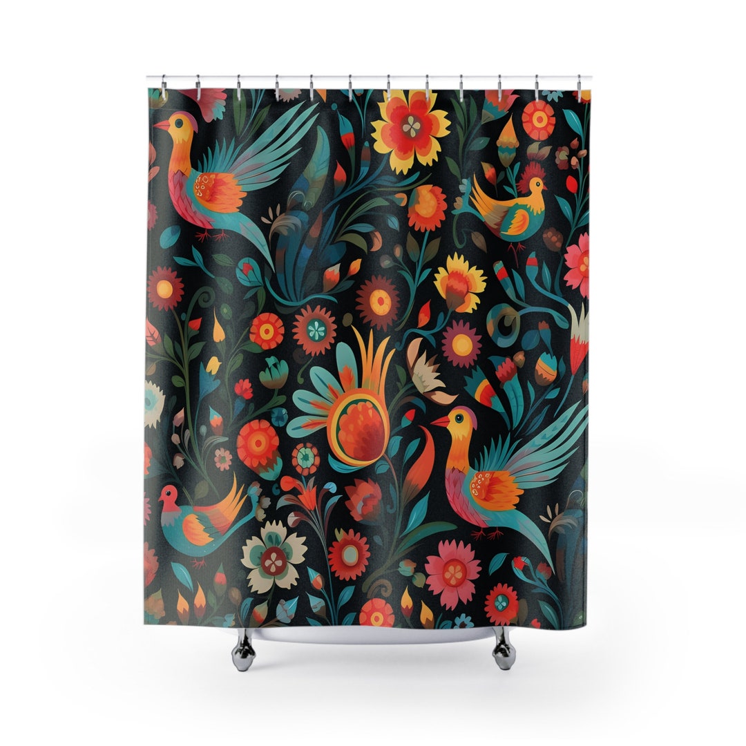 Mexican Folk Art Shower Curtains/ Cortinas Mexicanas De Baño/ Otomi