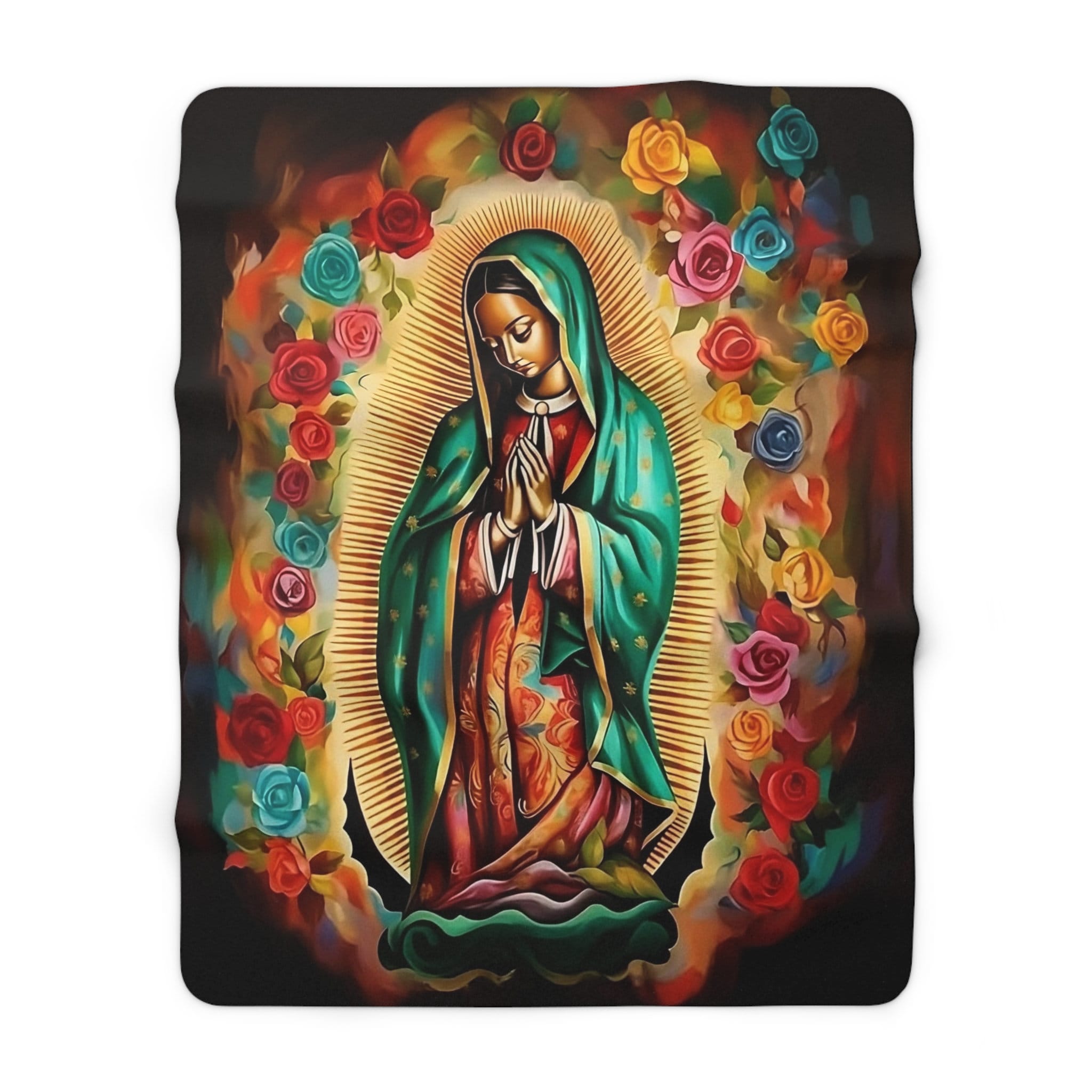 Beautiful Virgen De Guadalupe Sherpa Blanket/ Cobija, Our Lady of