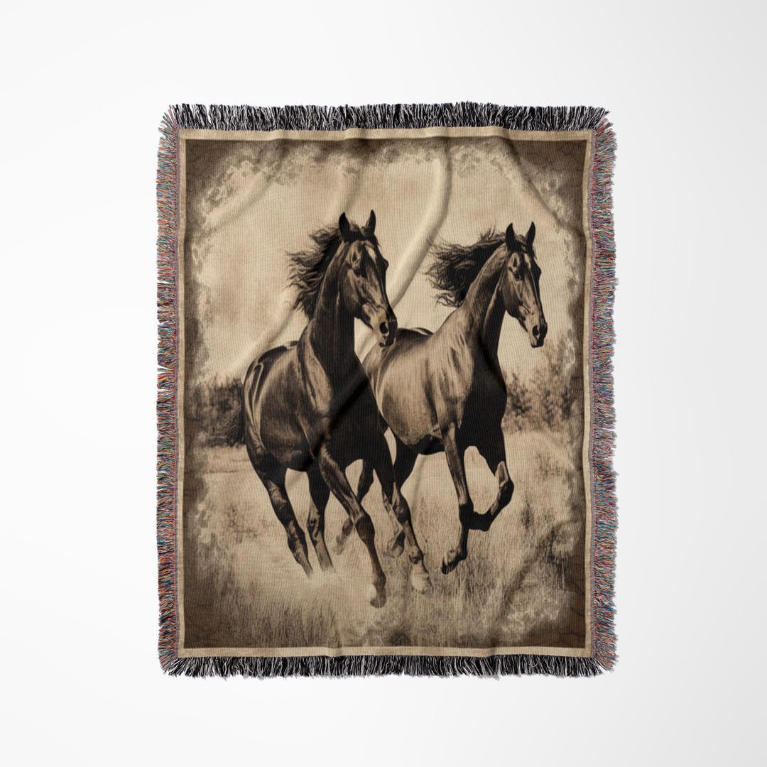 Woven San Marcos Mexican Swap Meet Vintage Style Horses Blanket