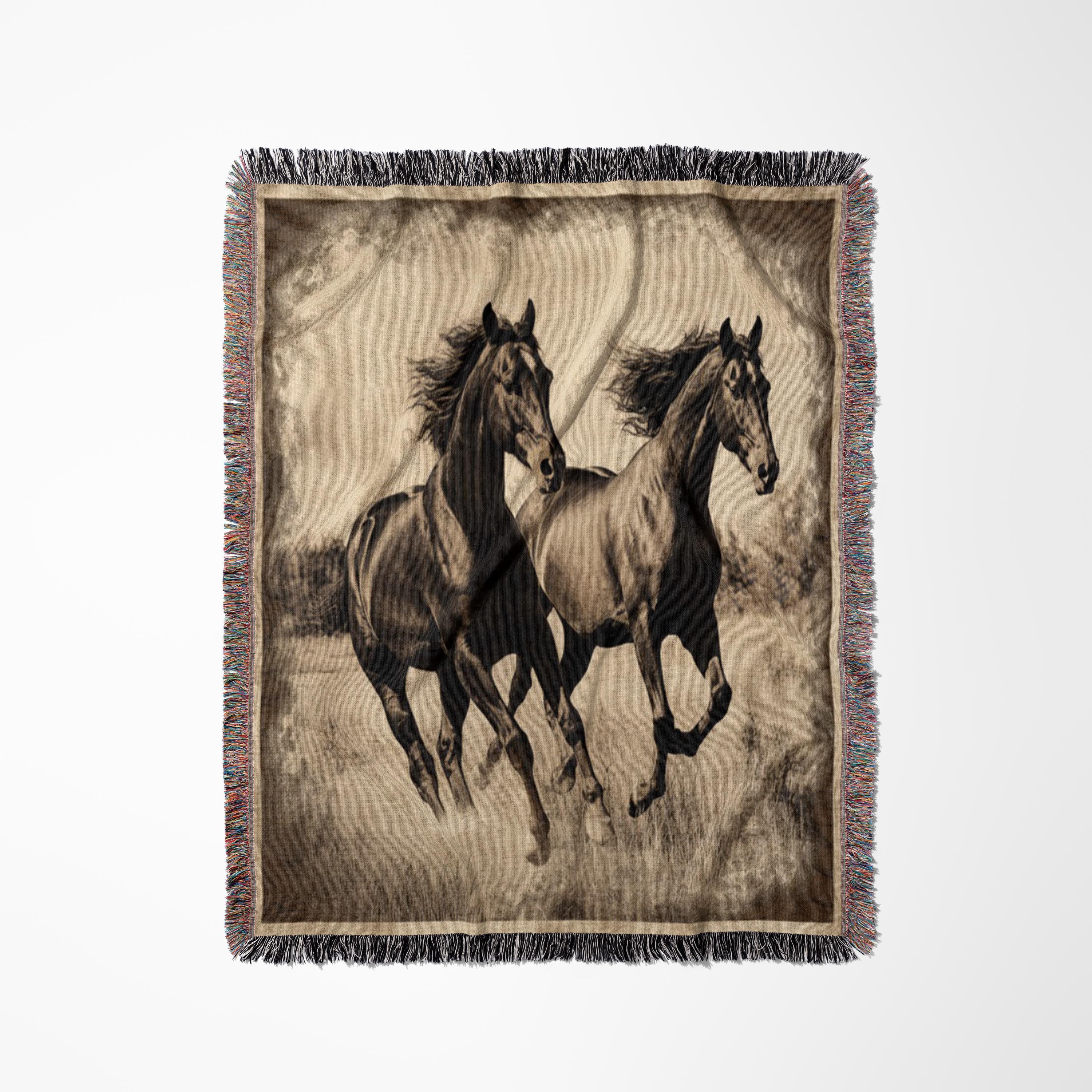 Woven San Marcos Mexican Swap Meet Vintage Horses Blanket, Cobija