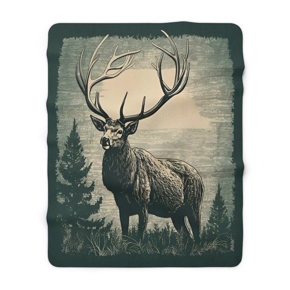 San Marcos Style Blanket cobija. 60 X 80 INCHES Vintage Mexican Elk Print Animal Wildlife Blanket Lightweight Blanket Etsy Ireland
