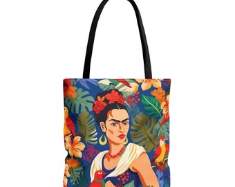 Frida Khalo Print Mexican Tote Bag /  Weekend Bag / Grocery Reusable Shopping Bag / Bolsas Latinas De Compras