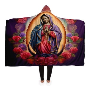 Virgen De Guadalupe - Notre-Dame de Guadalupe - Vierge Marie - Virgencita - Nuestra Reina - Couverture à capuche en sherpa, couverture légère