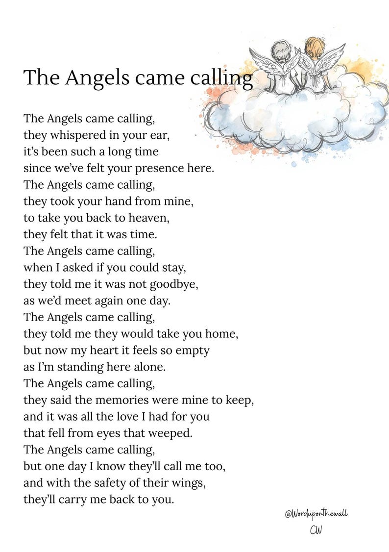 Angels Poems Math The Angels Came Calling - Etsy