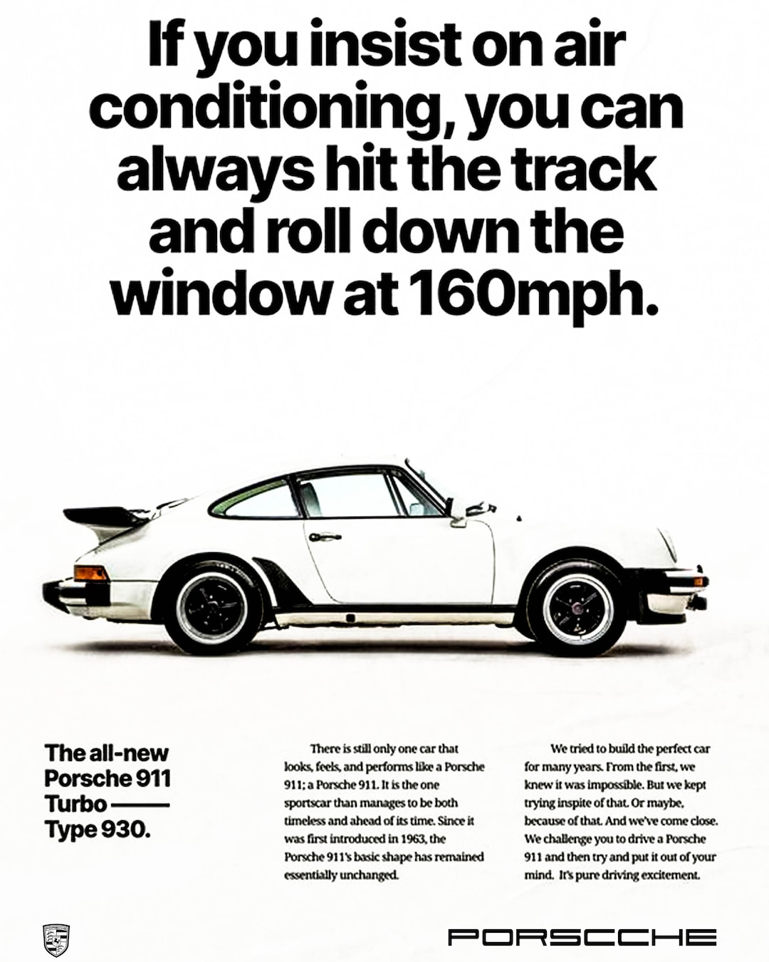 Porsche 911 Turbo 930 Air Conditioning Track 160MPH Poster 8"x10 ...